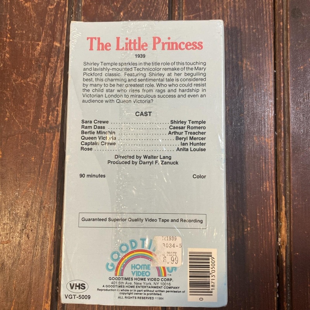 Shirley Temple The Little Princess VHS 1984 New Sealed‎ Color Arthur Treather - Picture 2 of 6